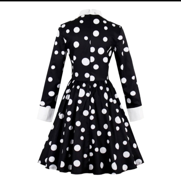 SISJULY BLACK POLKA-DOT RETRO STYLE DRESS NEW With TAGS - Picture 2 of 11